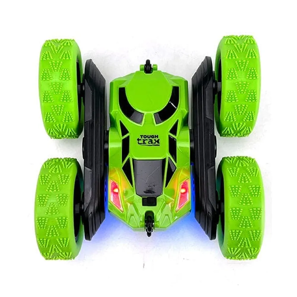 Tough Trax Whizzer 4WD Remote Control Stunt Car w/ Headlights!