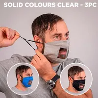 Quantum 2-Ply Cotton Clear Window Reusable Face Mask (Set of 3 Masks)