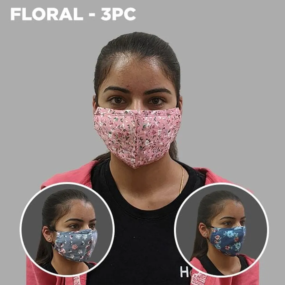 Quantum 2-Ply Cotton Reusable Face Mask (Set of 3 Masks)