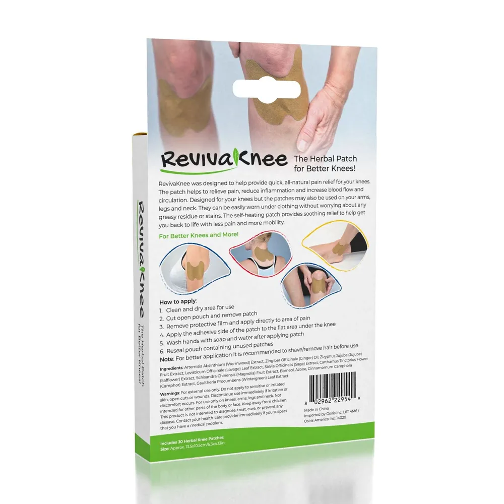 Reviva Knee Herbal Detox Pain Relief Patches (30pc) • Showcase
