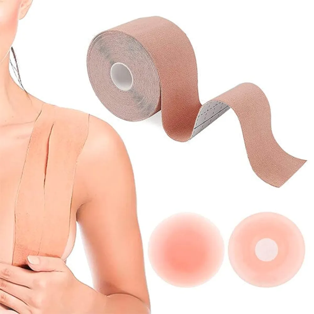 Showcase Peplos Busty Tape, Body Tape w/ Reusable Nipple Covers