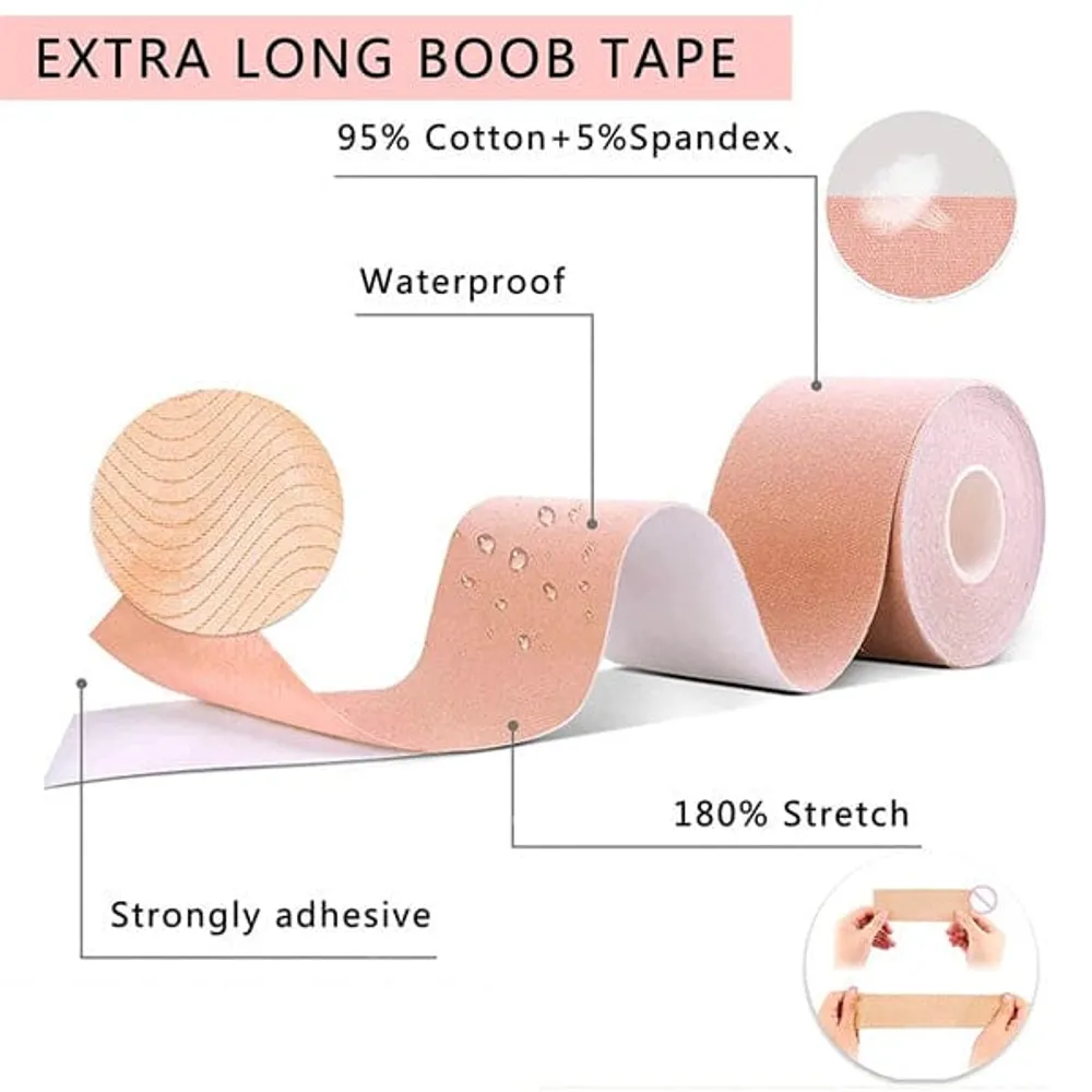  Boob Tape, Invisible Breast Tape Lifting Large Breast,  Sweatproof Boobytape for Breast Lift with 2 Silicon Nipple Covers :  Clothing, Shoes & Jewelry