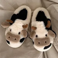 Cartoon Cow Plush Slippers | As Seen On Social