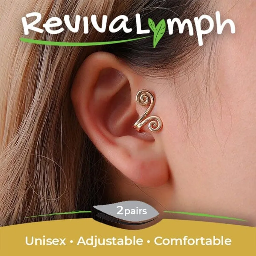 Showcase RevivaLymph Acupressure Unisex Earring Cuffs (2 Pairs), Gold &  Silver