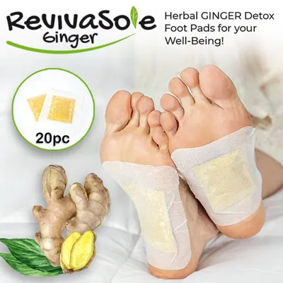 RevivaSole Ginger Detox Foot Pads (20pc) -  Natural Detox Feet Patches