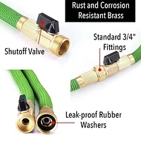 GRO-Hose GREEN | 75ft Expandable Hose With Sprayer Nozzle & Brass Valve