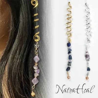 NatraHeal Gemstone Hair Wrap Jewelry (2pk) | Amethyst & Lapis Lazuli