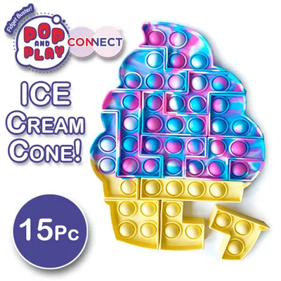 Pop & Play CONNECT: Ice Cream Cone! (15pc) | Silicone Bubble Popper Puzzle
