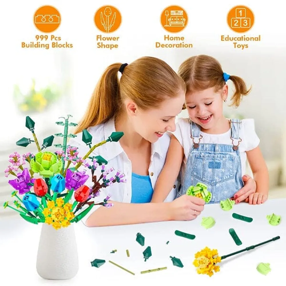  Flowers Bouquet Building Blocks Set Compatible for Lego,Artificial  Flowers for Home Decoration,Valentine's Day Gifts for Her, New 2022(999pcs)  : Toys & Games