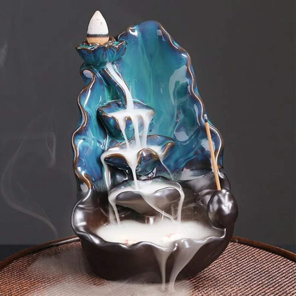 Magi-Falls Ceramic Backflow Incense Smoke Waterfall | Includes 20 Incense Cones & Sticks!