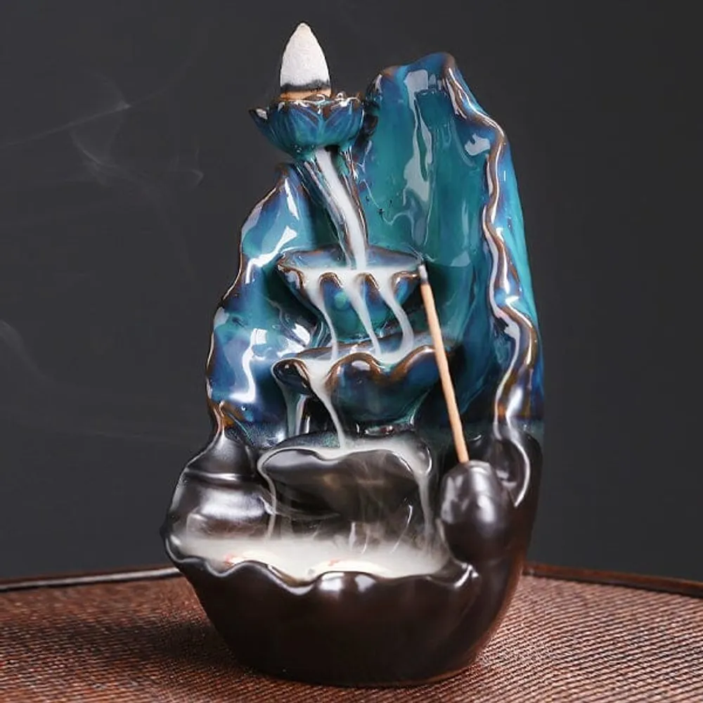 Magi-Falls Ceramic Backflow Incense Smoke Waterfall | Includes 20 Incense Cones & Sticks!