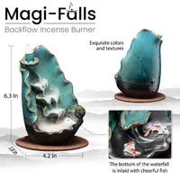 Magi-Falls Ceramic Backflow Incense Smoke Waterfall | Includes 20 Incense Cones & Sticks!