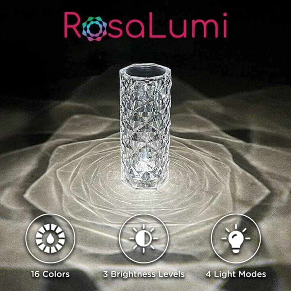 The RosaLumi LED Crystal Rose Table Lamp (16 Color Modes)