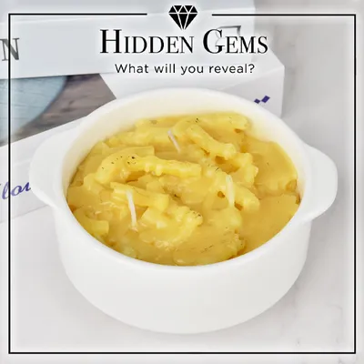 Hidden Gems Macaroni & Cheese Novelty Candle | 1 Ring Inside