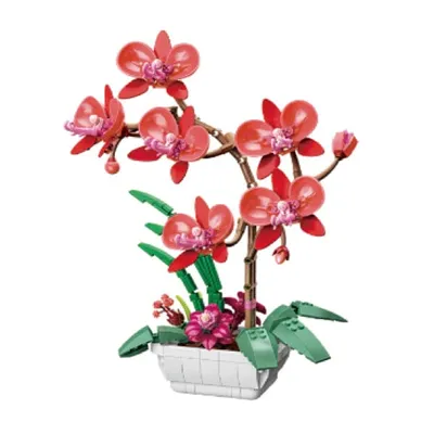 DIY Botanical Building Block Sets: Potted Red Orchid (581pc)