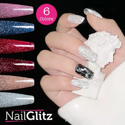 WOW NailGlitz Reflective Glitter Gel Nail Polish (15mL) | Includes 6 Colors!
