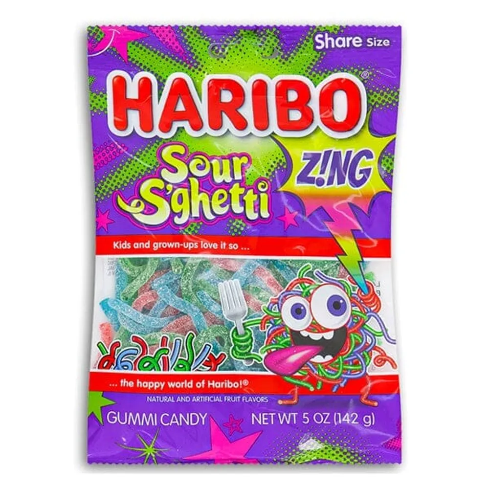 Haribo Sour S'ghetti Fruit Flavored Gummy Candy (5oz)