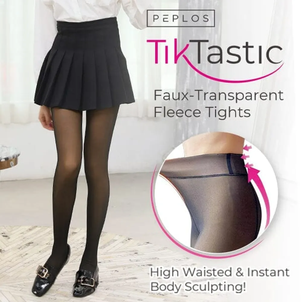 Showcase Peplos Tiktastic Faux-Transparent Fleece Tights
