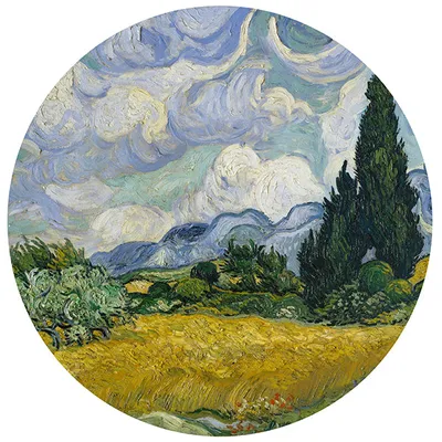 Studio Art Round Wooden Puzzle | Van Gogh's Wheatfield With Cypresses (388pc) | 15.75"