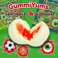 GummiYums! EyeBallz & SportBallz (8pc) | Marshmallow Candy W/ Sour Fruity Centre