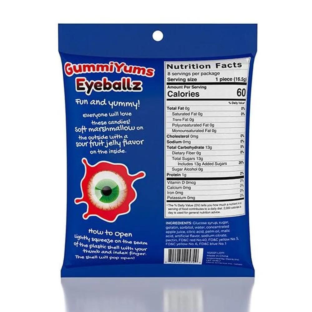 GummiYums! EyeBallz & SportBallz (8pc) | Marshmallow Candy W/ Sour Fruity Centre