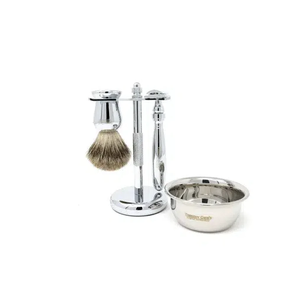 4 Piece Chrome Safety Razor Shave Kit