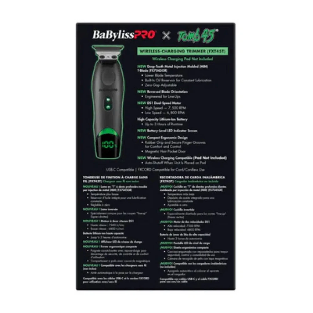 Wireless Charging Trimmer Black With Deep Tooth Mim T-Blade - FXT45T