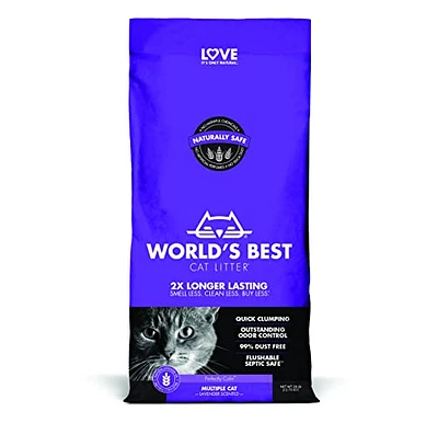 World's Best Cat Litter - Corn Cat Litter - Lavender Scented Multi-Cat Clumping