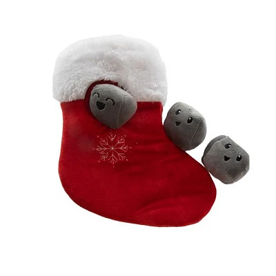 - Interactive Dog Toy - Red Christmas Stocking with Coal