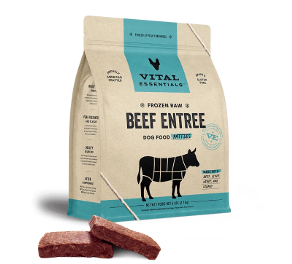 Vital Essentials - Frozen Dog Food - Beef Patties