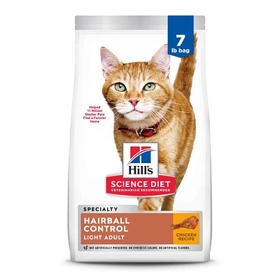 Science Diet - Light Adult Dry Cat Food for Hairball Control & Weight Management – Chicken Recipe – Supports Healthy Digestion