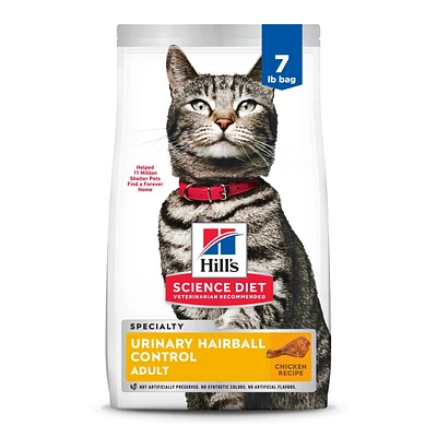 Science Diet - Adult Dry Cat Food for Urinary & Hairball Control – Chicken Recipe