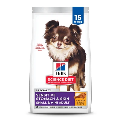 - Small & Mini Breed Adult Dry Dog Food For Sensitive Stomach & Skin - Chicken & Rice Recipe