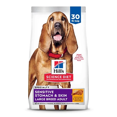 Science Diet - Large Breed Adult Dry Dog Food for Sensitive Stomach & Skin – Chicken & Barley Recipe – Supports Digestion