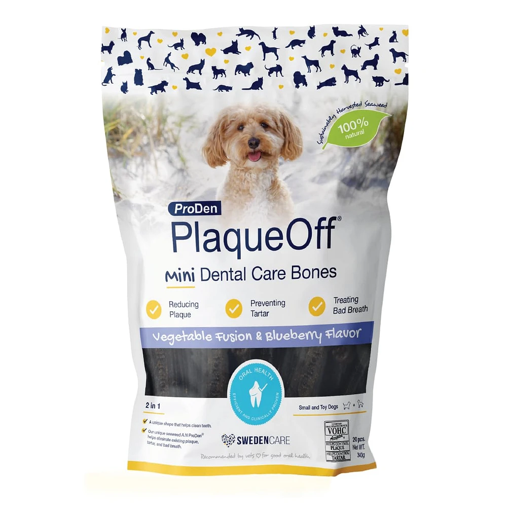 PlaqueOff - Dog Dental Bones - Mini Veggies & Blueberries