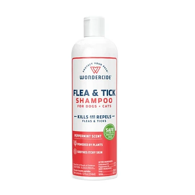 Wondercide - Flea & Tick Shampoo for Dogs + Cats - Plant Based with Cedarwood & Peppermint Oil