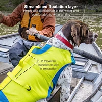 Kurgo - Surf N Turf Dog Life Jacket - High Buoyancy,  Adjustable & Reflective with Dual Handles - Yellow & Blue