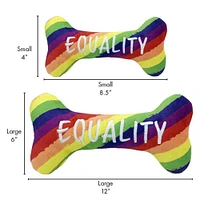 - Power Plush Dog Toy - Soft with Squeaker & Crinkle for Interactive Play - Pride Equality Bone