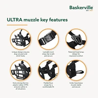 Baskerville - Ultra Basket Dog Muzzle – Humane,  Breathable & Secure Fit – Black