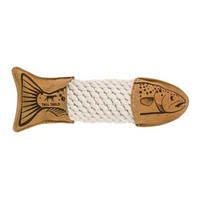 Tall Tails - Leather Trout Rope Tug Dog Toy – Textured & Crunchy for Interactive Play