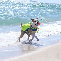 Kurgo - Surf N Turf Dog Life Jacket - High Buoyancy,  Adjustable & Reflective with Dual Handles - Yellow & Blue