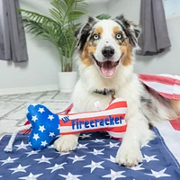 - Power Plush Dog Toy - Soft with Squeaker & Crinkle for Interactive Play - Lil’ Firecracker Bone