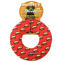 MIGHTY® - Dog Toy - Soft Fleece Ring with Squeaker for Interactive Play - Hotdog