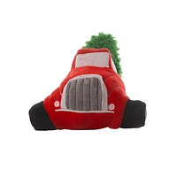 Pricklet Plush Dog Toy - Soft & Interactive with Hidden Rubber Ball - Christmas Red Truck 3-in-1