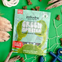 Polkadog - Green Monstah Bones Treats for Dogs & Cats - High Protein & Vitamin Rich - Green Crab & Kelp Recipe