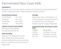 - Frozen Raw Goat's Milk with Beta Carotene