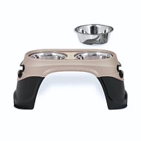 Petmate - Elevated Feeder Dog Bowls – Easy Reach Diner for Senior & Large Breeds – Black/Pearl Tan