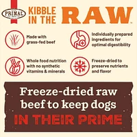 Primal - Kibble in the Raw Dog Food - Premium Freeze Dried Raw Nutrition with Whole Ingredients - Beef Recipe