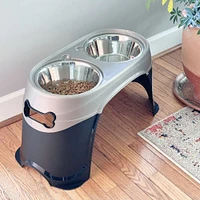 Petmate - Elevated Feeder Dog Bowls – Easy Reach Diner for Senior & Large Breeds – Black/Pearl Tan