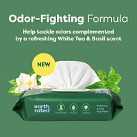Earth Rated - Textured Pet Grooming Wipes - Hypoallergenic & Dermatologist Tested - White Tea & Basil